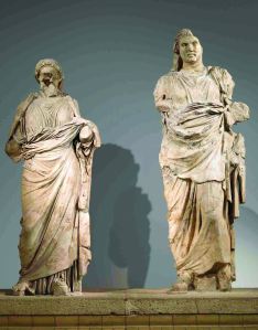 Two marble statues